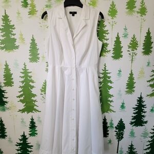 J. Crew White Sleeveless Button-Down Dress